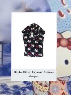 Womens Black Hello Kitty Themed Pajamas Blanket Sleeper Union Suit Large (new)